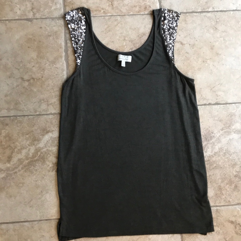 Zara Sequin Cap Sleeve Scoop Neck ✨